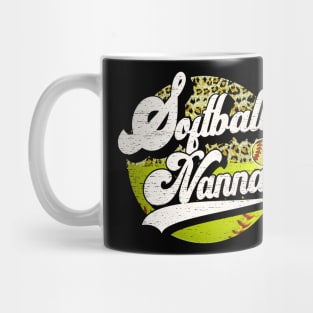 Softball Nanna Vintage Leopard Softball Family Matching Mug